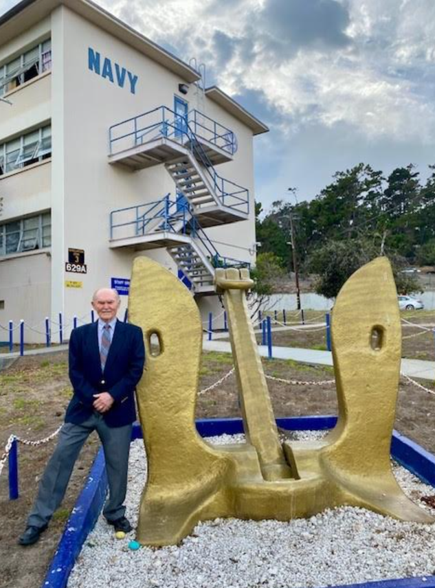 Harry Rakfeldt and "his" U.S. Navy Anchor at IWTC Monterey Navy Barracks, September 17, 2025