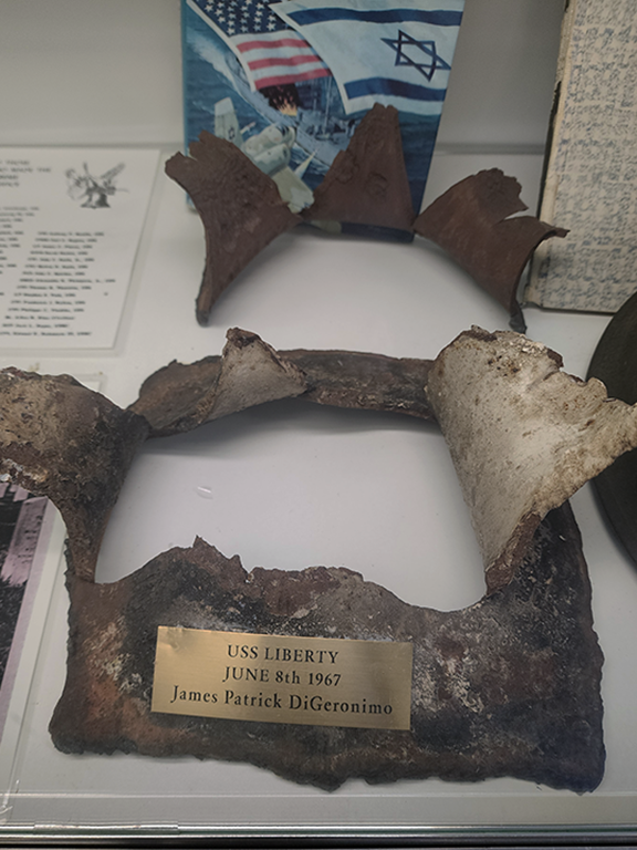 Battle-damaged piece of the USS Liberty from the June 8, 1967, incident
