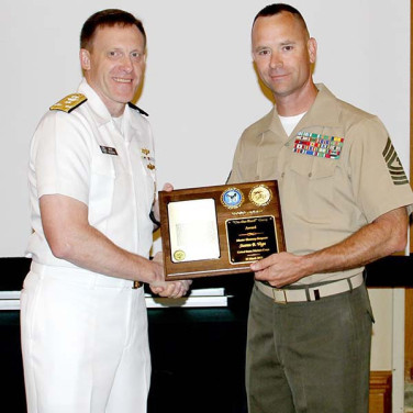Presented to MGYSGT Steven B. Vega by VADM M. Rogers